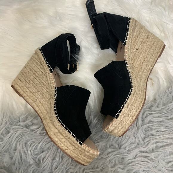 5/$30 JustFab Suede Woven Wedges -BLACK - Picture 7 of 8